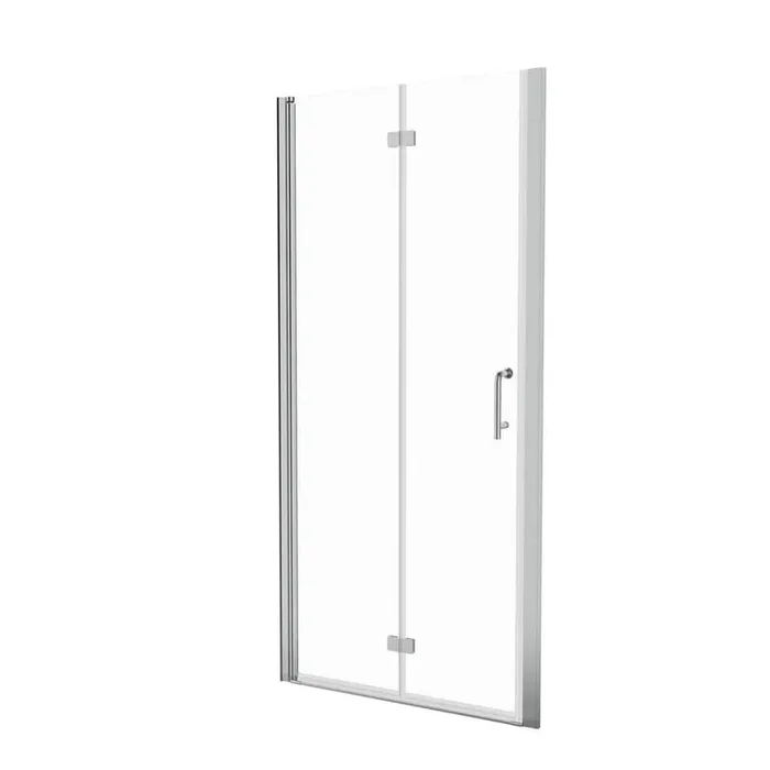 34 in. W x 72 in. H Bifold Semi-Frameless Shower Door in Silver Finish with Clear Glass