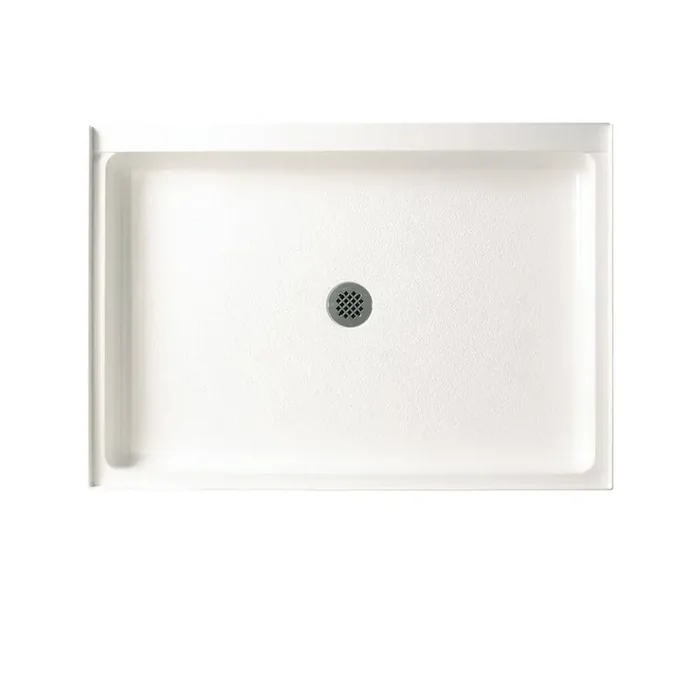 34 in. x 42 in. Solid Surface Single Threshold Center Drain Shower Pan in White
