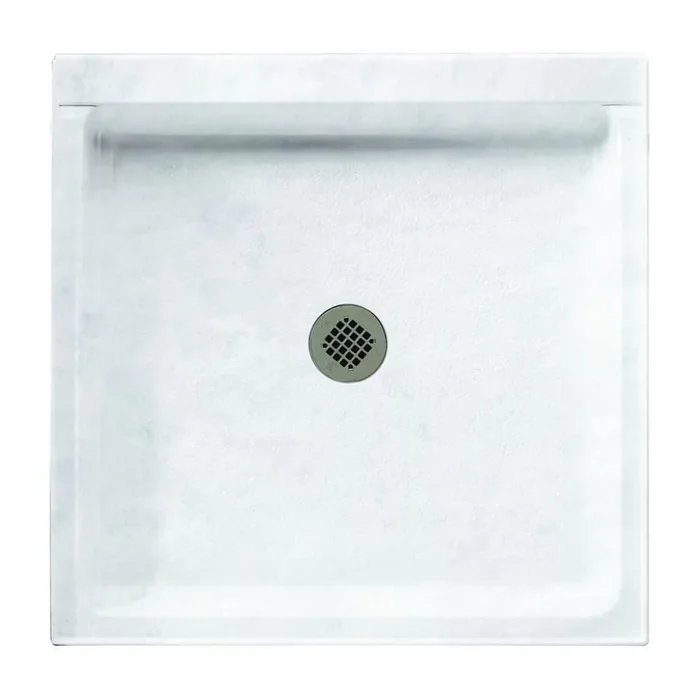 36 in. L x 36 in. W Alcove Shower Pan Base with Center Drain in Ice
