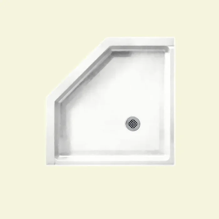 36 in. L x 36 in. W Corner Shower Pan Base with Center Drain in Tahiti White