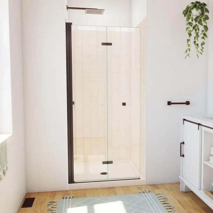 36 in. L x 36 in. W x 76-3/4 in. H Center Drain Alcove Shower Stall Kit in Oil Rubbed Bronze