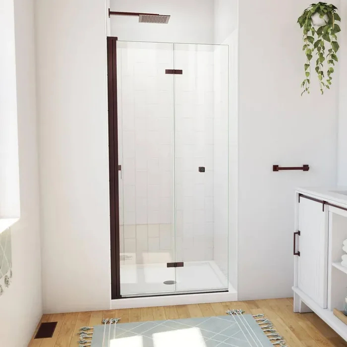 36 in. L x 36 in. W x 76-3/4 in. H Center Drain Alcove Shower Stall Kit in Oil Rubbed Bronze