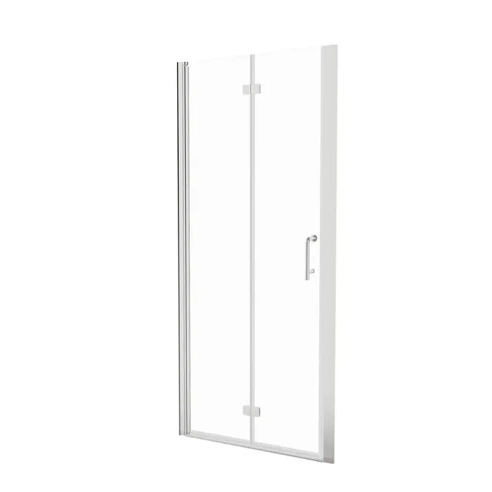 36 in. W x 72 in. H Bifold Semi-Frameless Shower Door in Brushed Nickel Finish with Clear Glass