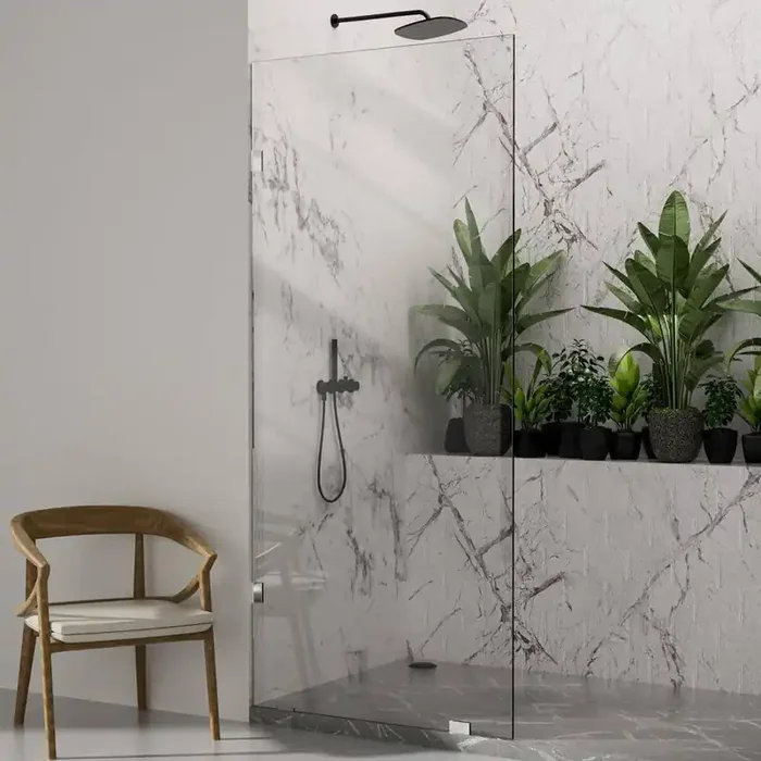 36 in. W x 78 in. H Fixed Panel Frameless Shower Door Screen in Chrome with 3/8 in. (10 mm) Clear Glass