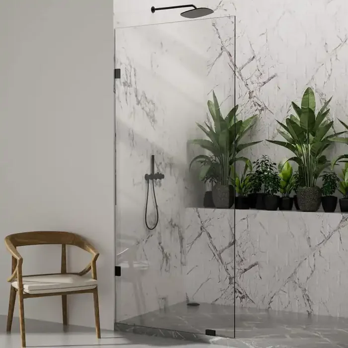 36 in. W x 78 in. H Fixed Panel Frameless Shower Door Screen in Matte Black with 3/8 in. (10 mm) Clear Glass