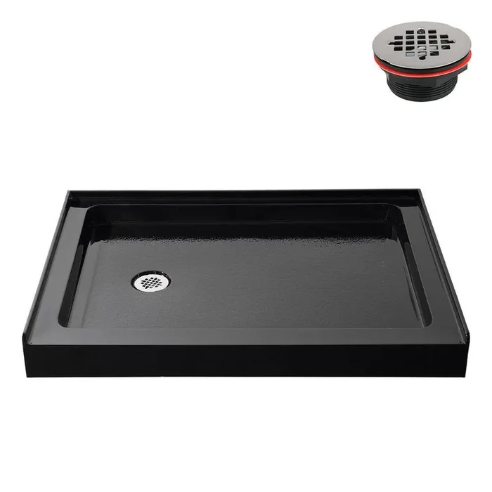 36 in. x 36 in. Alcove Acrylic Shower Pan Base in Matte Grey with Center Drain Included