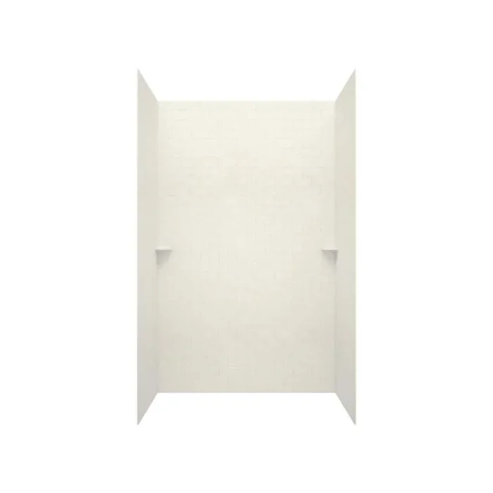 36 in. x 36 in. x 72 in. 3-Piece Solid Surface Subway Tile Easy Up Adhesive Alcove Shower Surround in White