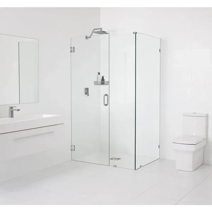 40 in. W x 48.5 in. D x 78 in. H Pivot Frameless Corner Shower Enclosure in Nickel Finish with Clear Glass