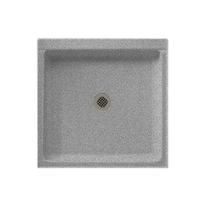 42 in. L x 36 in. W Alcove Shower Pan Base with Center Drain in Gray Granite