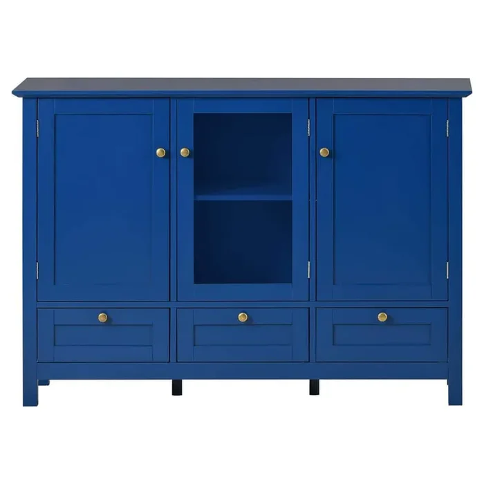44.9 in. W x 14.8 in. W x 31.1 in. H in Blue MDF Ready to Assemble Kitchen Cabinet with Solid Wood Legs