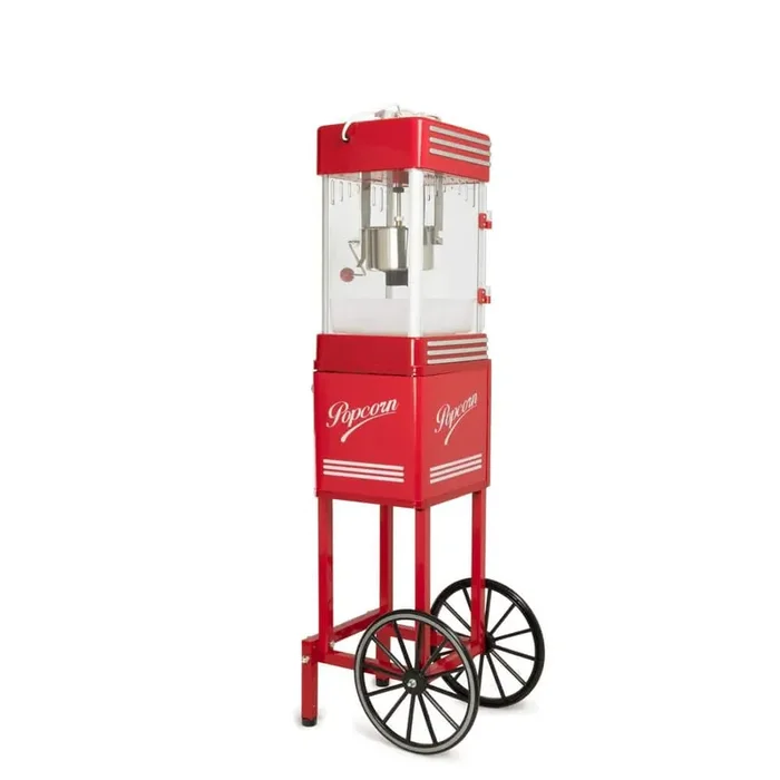 47 in. Retro Red Popcorn Machine Cart 2.5 oz. Kettle
