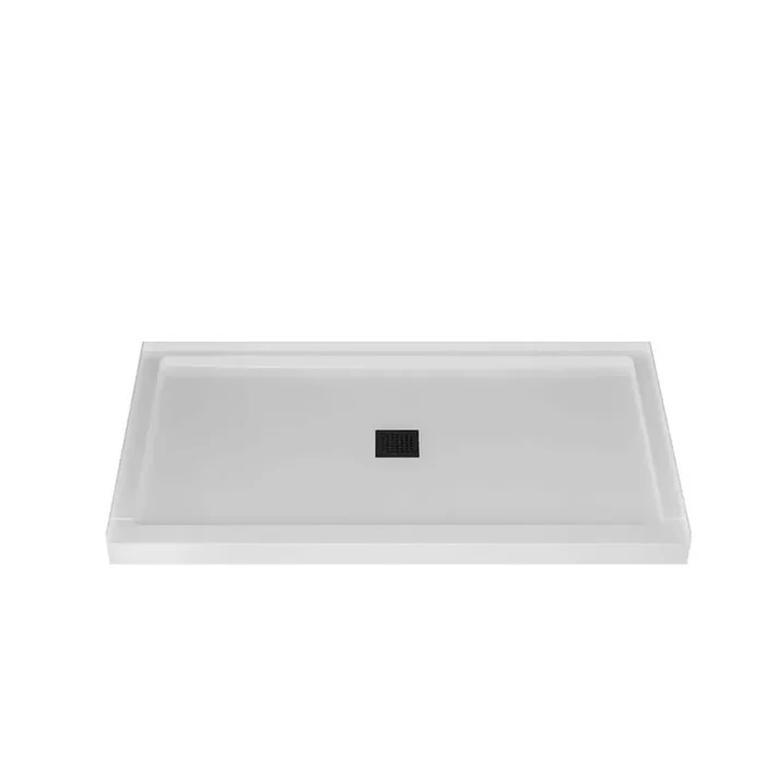 48 in. L x 32 in. W Single Threshold Alcove Shower Pan Base with Center Drain in Gloss White