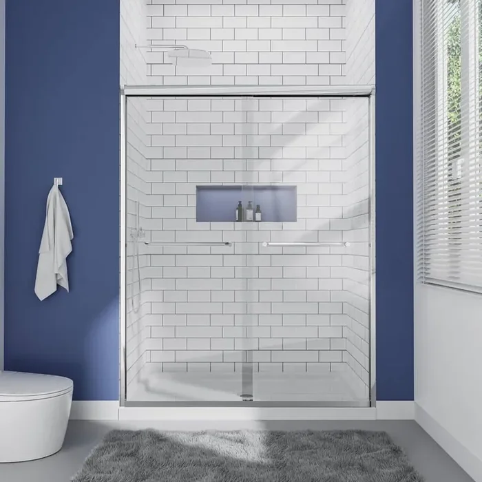 48 in. W x 72 in. H Double Sliding Framed Shower Door in Chrome with 5/16 in. Clear Glass