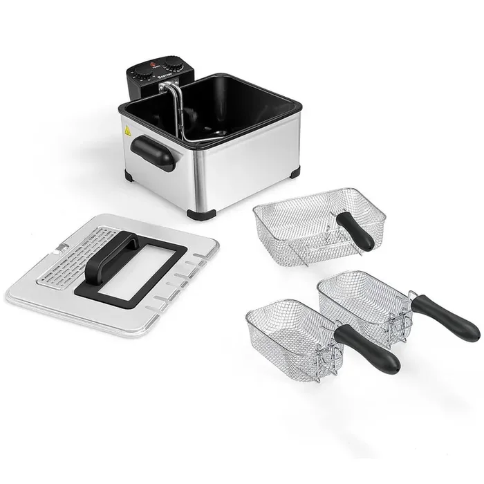 5.3QT/21-Cup Silver Electric Deep Fryer Stainless Steel 1700-Watt Triple Basket