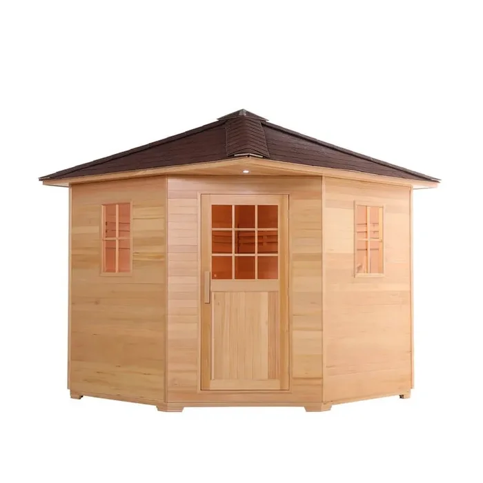 5-Person Electric Thermowood Wet Dry Outdoor Sauna with Asphalt Roof and 6kW UL Certified Heater