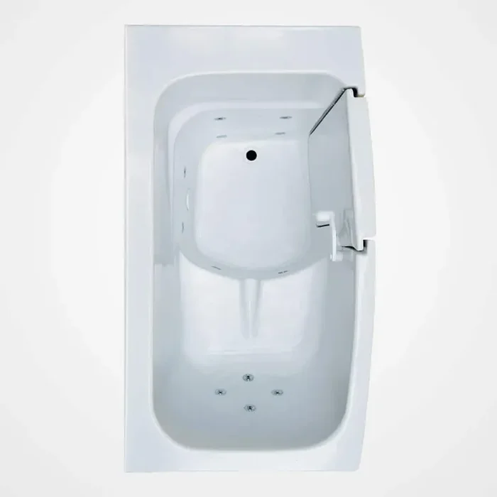 53 in. Rectangular Walk-in Whirlpool Bathtub in Biscuit