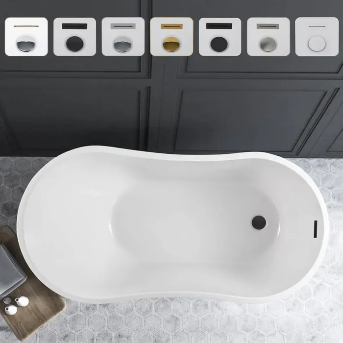 54 in. Acrylic Flatbottom Freestanding Bathtub in White/Oil Rubbed Bronze