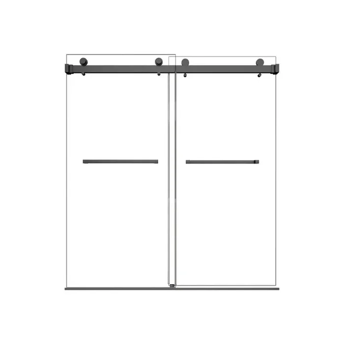 56- 60 in. W x 66 in. H Double Sliding Frameless Tub Door in Stainless Steel Gray with 3/8 in. Clear Glass