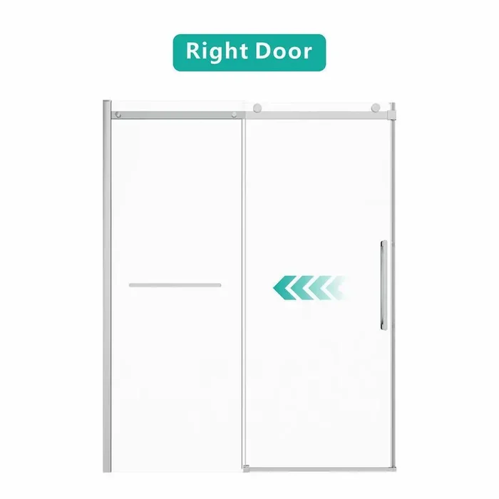 56-60 in. W x 76 in. H Sliding Frameless Shower Door in Chrome with 5/16 in. Thick Tempered Clear Glass, Towel Bar