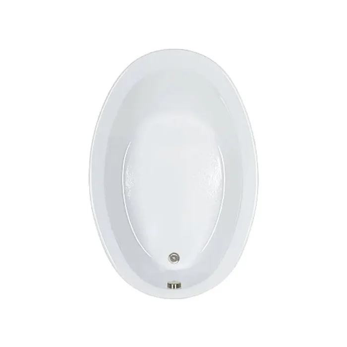 56 in. x 36 in. Oval Drop-in Soaking Bathtub with Reversible Drain in White