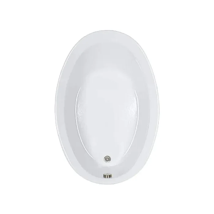 56 in. x 38 in. Acrylic Oval Soaking Bathtub with Reversible Drain in White