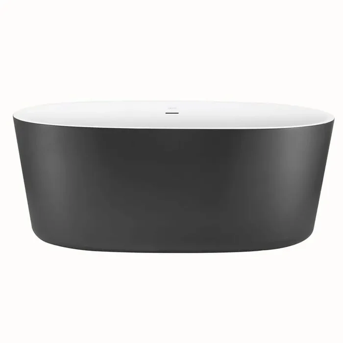 59 in. Acrylic Double-Ended Freestanding Flatbottom Soaking Non-Whirlpool Bathtub in Gray