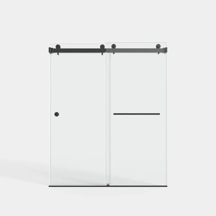 59 in. W x 72 in. H Sliding Frameless Shower Door in Matte Black with 3/8 in. (8 mm) Clear Tempered Glass