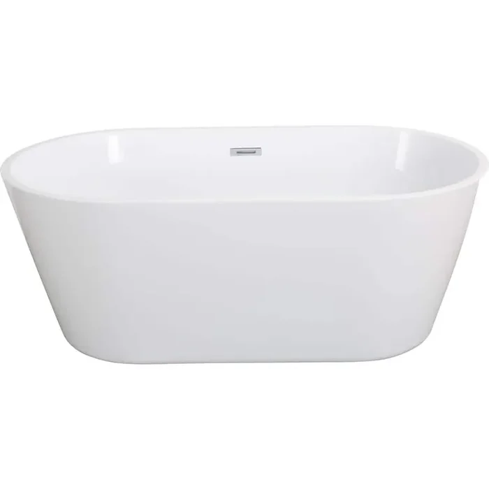 59 in. x 31.1 in. Soaking Bathtub with Freestanding Flatbottom Center Drain in Gloss White