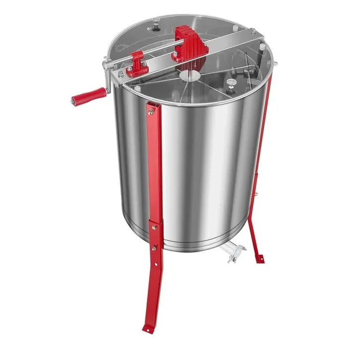 6 Frame Manual Honey Extractor Stainless Steel Honeycomb Spinner with Transparent Lid Adjustable Stand for Beekeeping