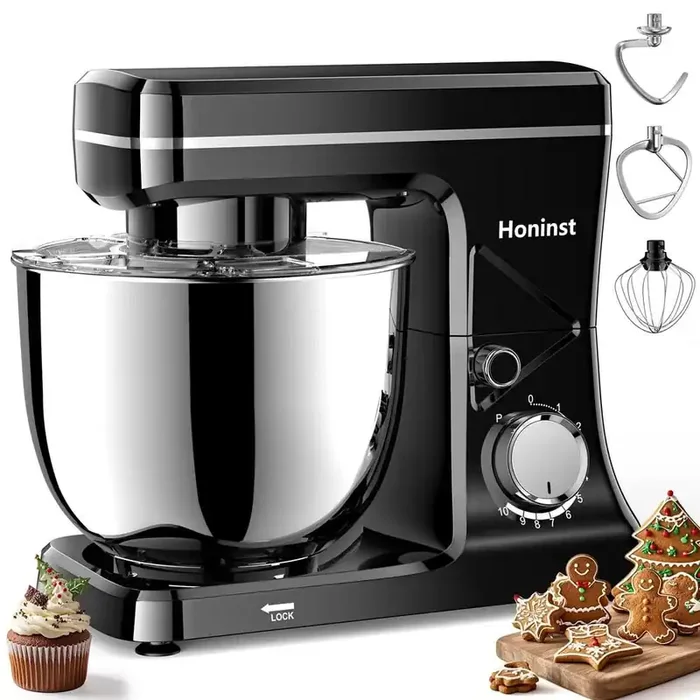 6 qt. 10-Speed in Black Stand Mixer with 8-in-1 Splash Cover and Tilt-Head Design