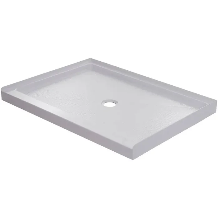 60 in. L x 36 in. W Alcove Shower Pan Base with Center Drain in White