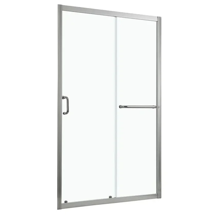 60 in. W x 72 in. H Single Sliding Semi Frameless Shower Door/Enclosure in Brushed Nickel with Tempered Clear Glass