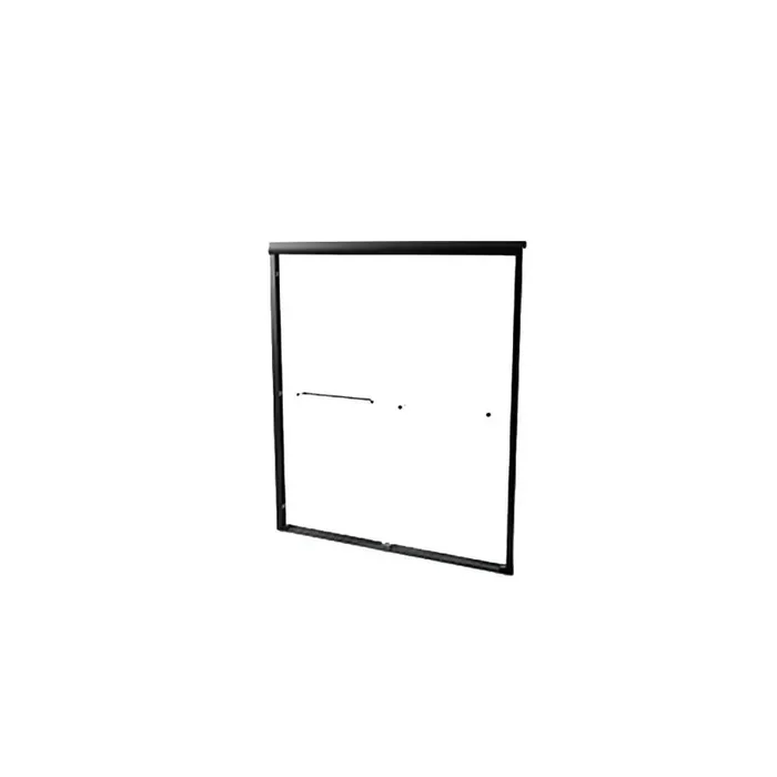 60 in. W x 72 in. H Sliding Semi Frameless Tub Door in Matte Black with Clear Tempered Glass and Towel Bar