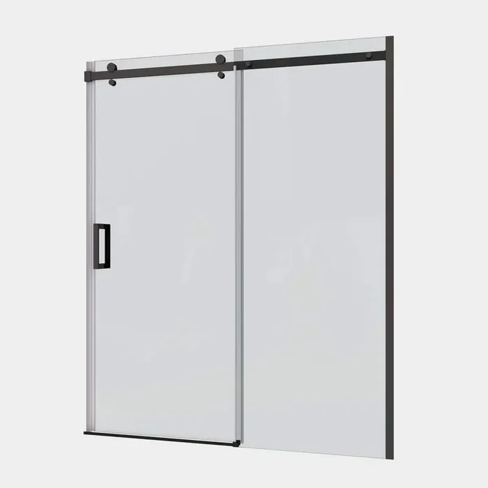 60 in. W x 74 in. H Sliding Tub Door in Black with Tinted Glass