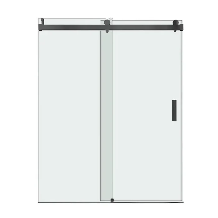 60 in. W x 76 in. H Single Sliding Frameless Shower Door in Matte Black Soft Close Shower Enclosure