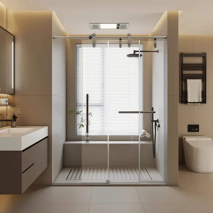60 in. W x 76 in. H Single Sliding Frameless Shower Door in Silver Finish