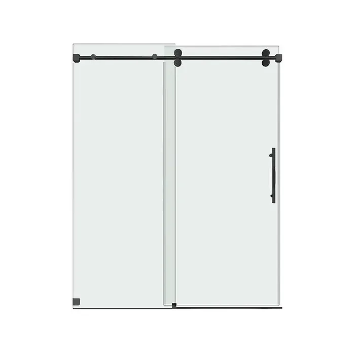 60 in. W x 76 in. H Sliding Frameless Shower Door with 3/8 in. Clear Glass in Matte Black Bypass Shower Enclosure