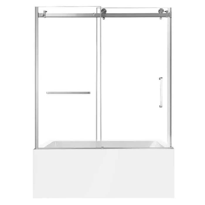 60 in. x 30.7 in. Acrylic Rectangular Alcove Soaking Bathtub with Left Drain in White/Brushed Nickel