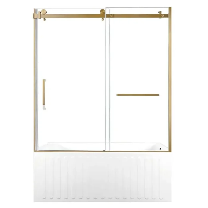 60 in. x 30.7 in. Acrylic Rectangular Alcove Soaking Bathtub with Right Drain in White/Brushed Brass