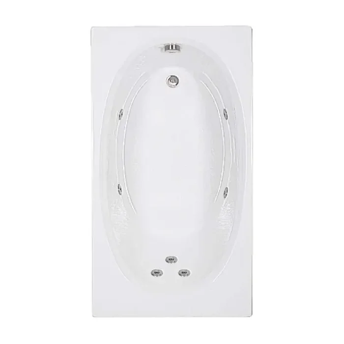 60 in. x 32 in. Acrylic Rectangular Alcove Whirlpool Bathtub with Reversible Drain in Biscuit