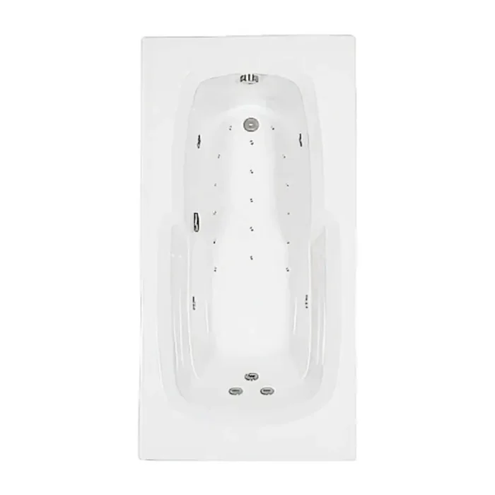 60 in. x 32 in. Acrylic Rectangular Drop-in Whirlpool and Air Bathtub with Reversible Drain in Biscuit