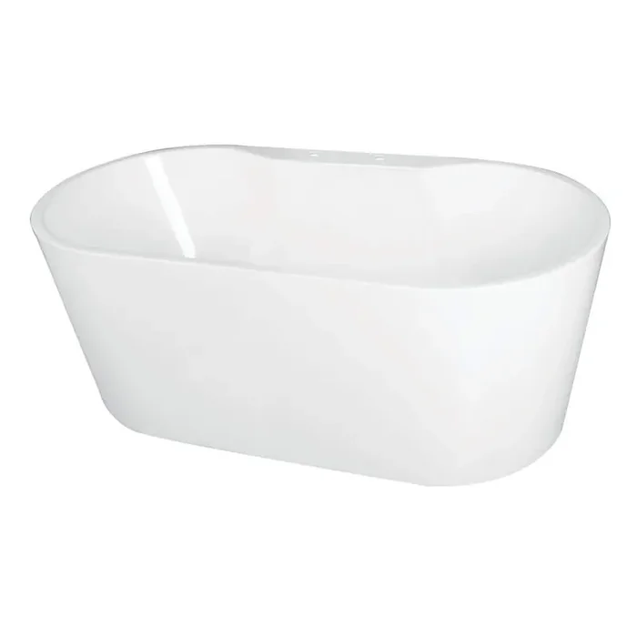 63 in. Acrylic Center Drain Oval Flatbottom Freestanding Bathtub in White