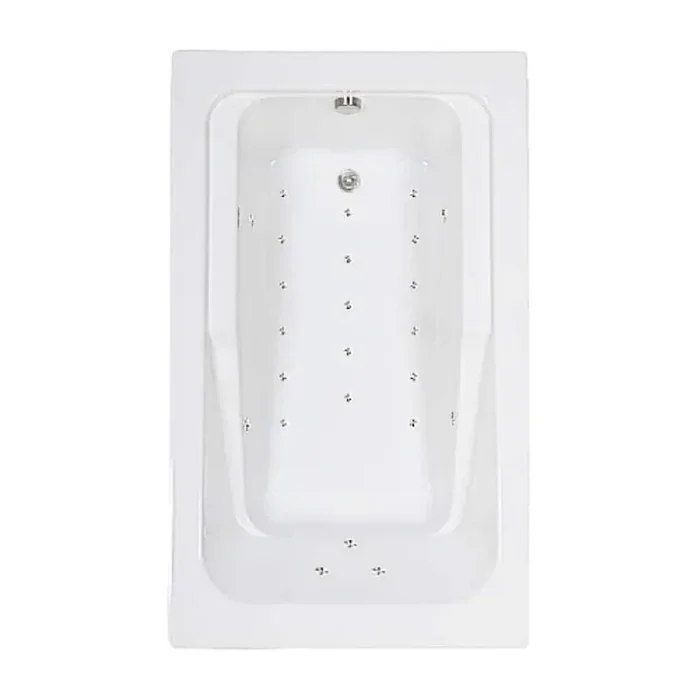 66 in. x 42 in. Acrylic Rectangular Alcove Air Bathtub with Reversible Drain in Bone