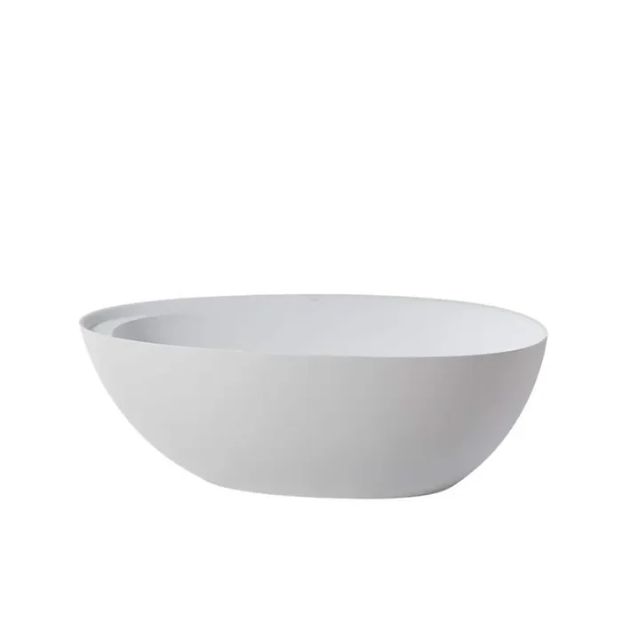 67 in. Stone Resin Oval Flatbottom Non-Whirlpool Freestanding Bathtub Soaking Tub in Matte White