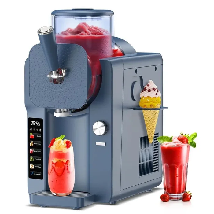68 oz. Blue Large Capacity Self-Cleaning Snow Cone Machine and Ice Cream Make with 6 Smart Modes, No Ice Required