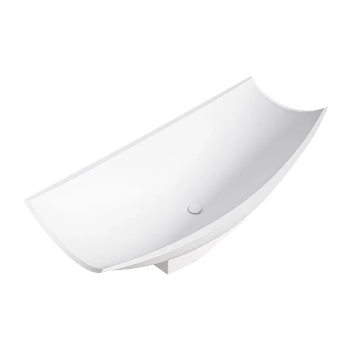 71 in. Stone Resin Flatbottom Free Standing Hammock Style Bathtub in Matte White