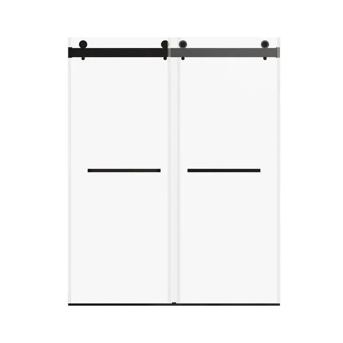 72 in. W x 76 in. H Double Sliding Frameless Shower Door in Matte Black Finish with Clear Glass