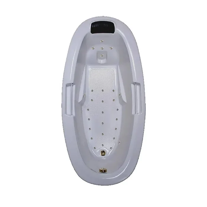 72 in. x 36 in. Acrylic Oval Drop-in Air Bathtub with Reversible Drain in Biscuit