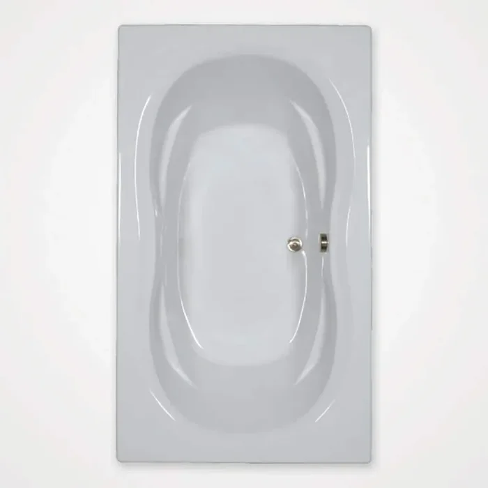 72 in. x 42 in. Acrylic Rectangular Alcove Soaking Bathtub with Center Drain in Bone