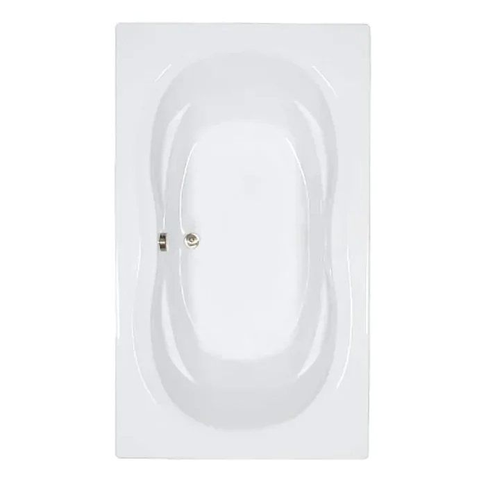 72 in. x 42 in. Acrylic Rectangular Drop-in Soaking Bathtub with Center Drain in Bone